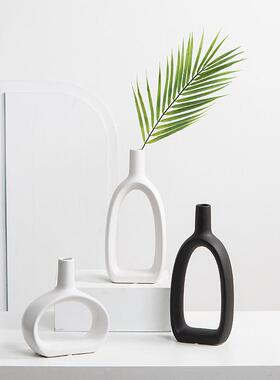 日式禅意白色陶瓷花瓶摆件创意简约客厅花器家居装饰品小口餐桌