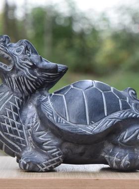 青石龙龟摆件镇宅八卦龙头龟石雕工艺品乌龟神兽赑屃霸下石头龙龟
