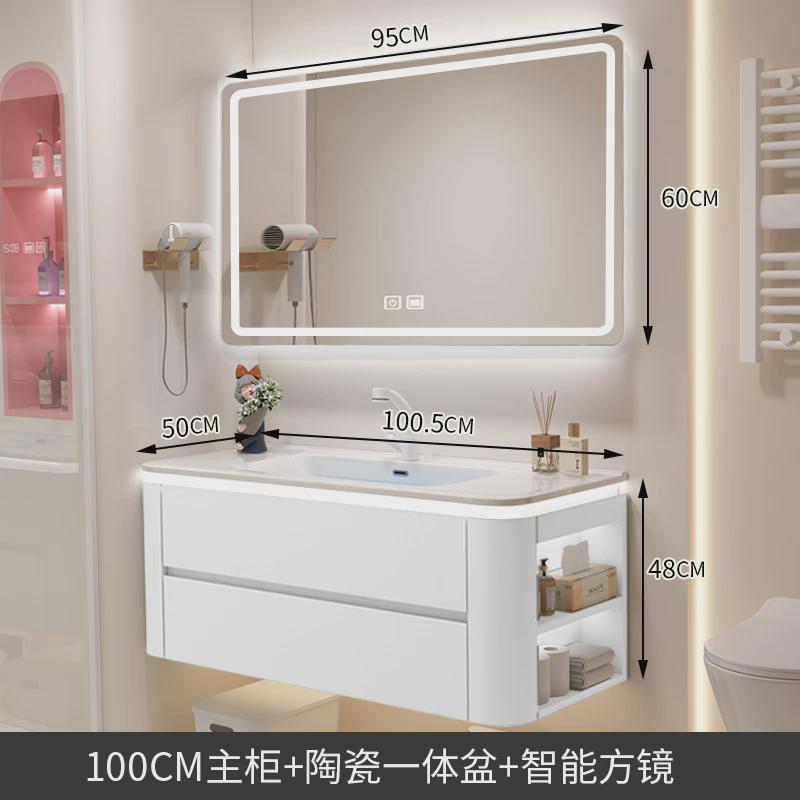 智能浴室柜组合橡木可丽耐盆一体卫生间现代简约洗手脸盆洗漱台盆 - 图2
