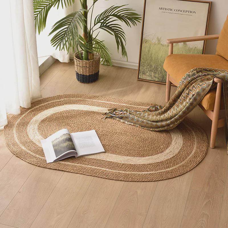 手工藤编蒲草椭圆形地毯地垫卧室民宿酒店样板间装饰垫子摄影网红,淘宝优惠券,粉丝福利购,淘宝优惠卷