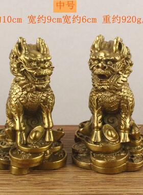 铜麒麟摆件一对工艺品宝麒麟金属护家居装饰品麒麟摆设