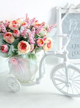 塑料藤编仿真花车套装饰品小摆件塑料干花束客茶几厅摆设假花