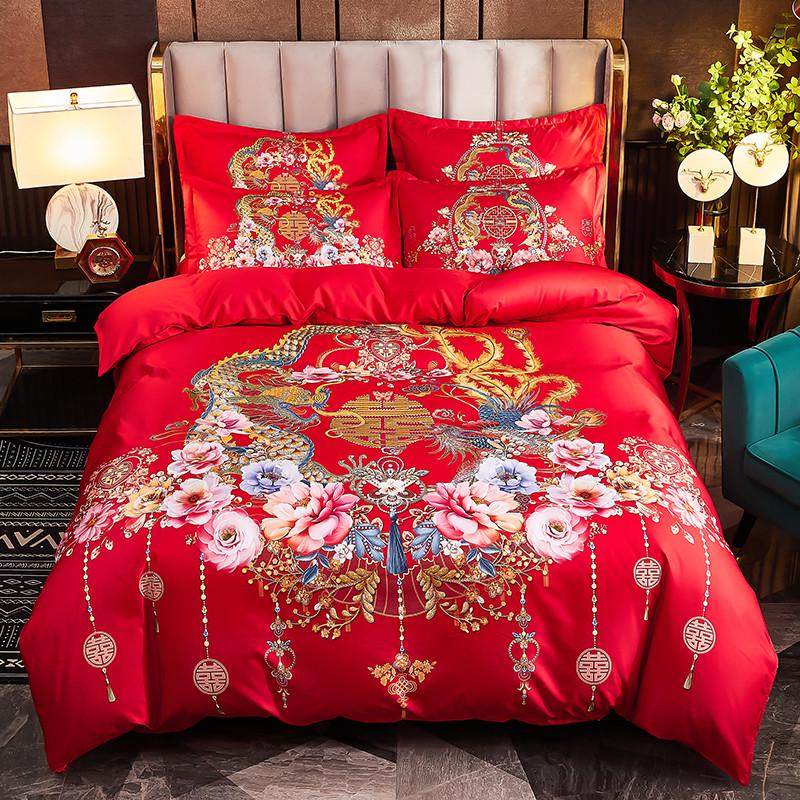 婚庆纯棉四件套结婚床单被套喜被卡通全棉大红色新婚喜庆床上用品,淘宝优惠券,粉丝福利购,淘宝优惠卷
