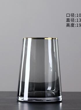 欧式现代简约描金边透明玻璃花瓶摆件创意客厅家居装饰水培插花器