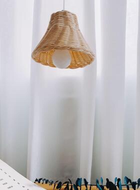 手工编织北欧风儿童房藤编吊灯民宿真藤编织装饰ins灯罩摄影道具