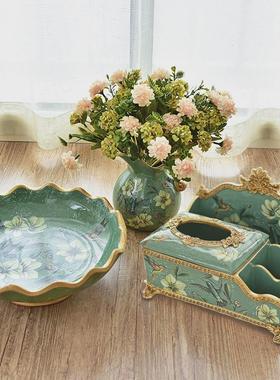 陶瓷小花瓶摆件客厅插花欧式美式餐桌家居复古仿真花干花装饰北欧