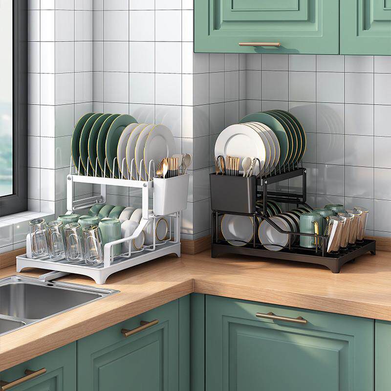 厨房家用桌面沥水收纳架筷子杯架一体置物架拆装双层碗碟架,淘宝优惠券,粉丝福利购,淘宝优惠卷