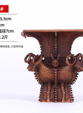 铜欣祥紫铜四羊方尊铜羊摆件仿古青铜酒器铜摆设装饰品工艺礼品