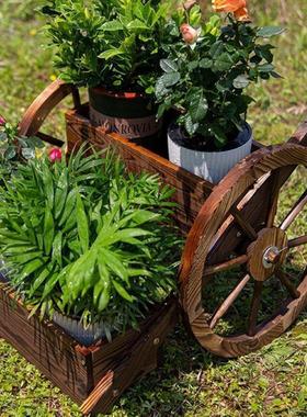 碳化防腐木庭院花园装饰种植盆户外阳台实木花箱木质花盆架花车架