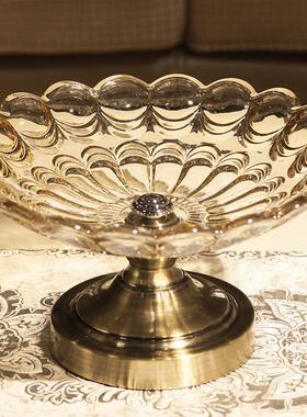 美式奢华欧式高档水晶果盘玻璃果盘客厅家居装饰摆件礼品