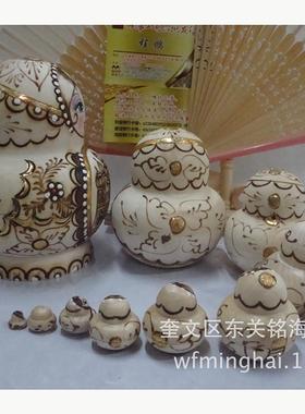 批发俄罗斯套娃木质工艺品客厅桌面小摆件 精美俄罗斯套娃纪念品
