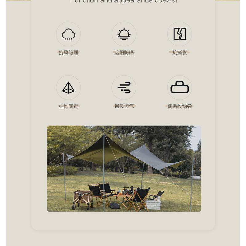 户外野炊多功能六角天幕防水防晒野营帐篷沙滩遮阳布地布防潮垫 - 图0