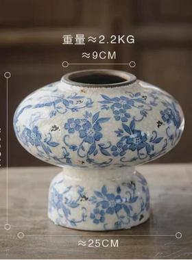 青花瓷仿古陶罐灯笼陶瓷花瓶摆件客厅插花高级感复古玄关装饰品