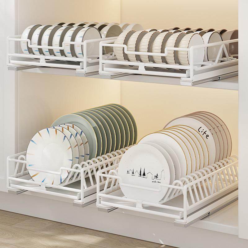 厨房碗碟收纳架橱柜内置抽拉碗架拉篮抽屉式放碗盘沥水滑轨置物架,淘宝优惠券,粉丝福利购,淘宝优惠卷