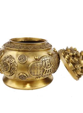 兴旺铜器铜带盖聚宝盆铜器聚宝盆财神五路聚宝盆摆件
