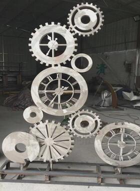 不锈钢齿轮雕塑金属户外工业风创意装饰复古机械铁艺抽象艺术摆件