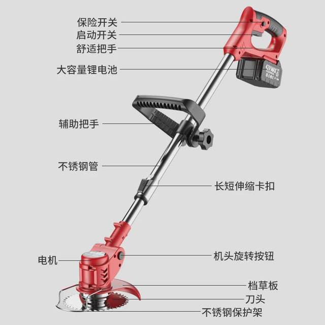 Electric mower lithium battery lawn mower multi-function small household handheld lithium battery portable garden trimming tool