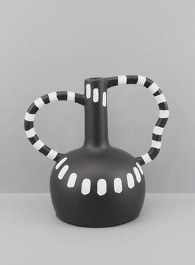 创意欧式波点插花花器树脂工艺品摆件样板间玄关客厅家居软装饰品