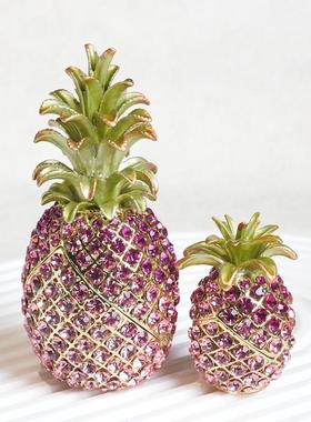 抖音爆款百货珐琅饰品摆件水晶工艺品菠萝凤梨创意家居首饰盒礼品