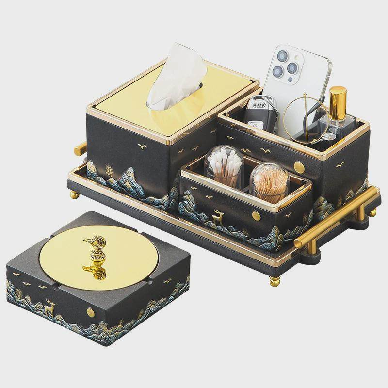 新中式高级感烟灰缸纸巾盒套装商务茶几收纳摆件客厅家居软装饰品,淘宝优惠券,粉丝福利购,淘宝优惠卷