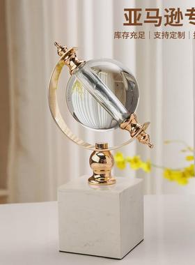 热销现代简约轻奢大理石水晶球摆件创意家居客厅酒柜书房办公室装