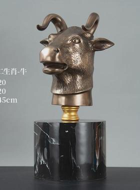 中式冷铸铜十二生肖兽酒柜摆件家居饰品创意首客厅电视柜玄关摆设