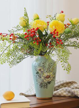 新中式陶瓷花瓶家居工艺品摆件桌面客厅手工瓷瓶现代花艺中式花器