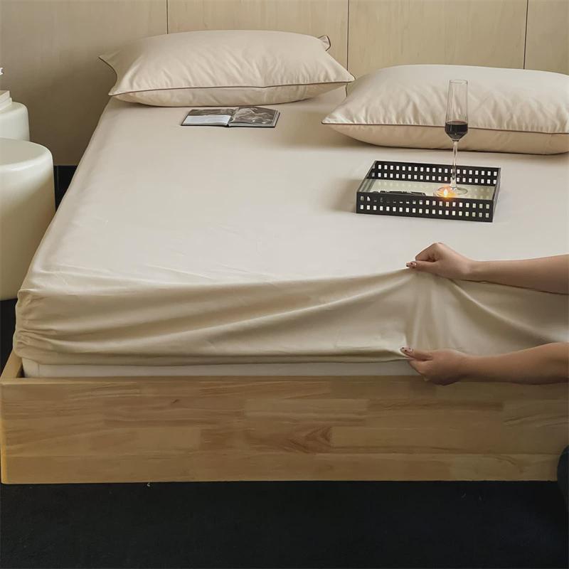 品100s全棉磨毛单加厚床笠床单100s长绒棉碳素磨毛纯色床护垫 - 图3