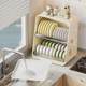 Kitchen countertop bowl rack storage cabinet household double-layer full slope tableware and dish with drain tray storage rack