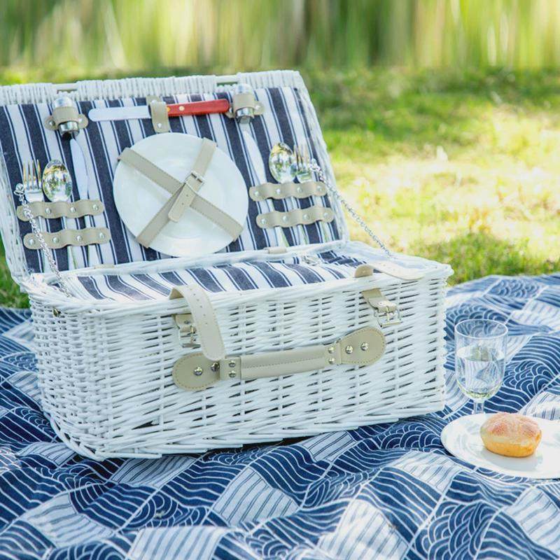 野餐篮子藤编带餐具野餐筐手提带盖保温收纳筐旅行户外露营储物箱,淘宝优惠券,粉丝福利购,淘宝优惠卷