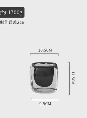 北欧轻奢创意简约网红玻璃花瓶玻璃摆件透明客厅插花花瓶高级感