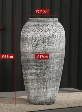 简约现代陶罐陶瓷花瓶摆件小号桌面花瓶新中式复古花盆插花小清新
