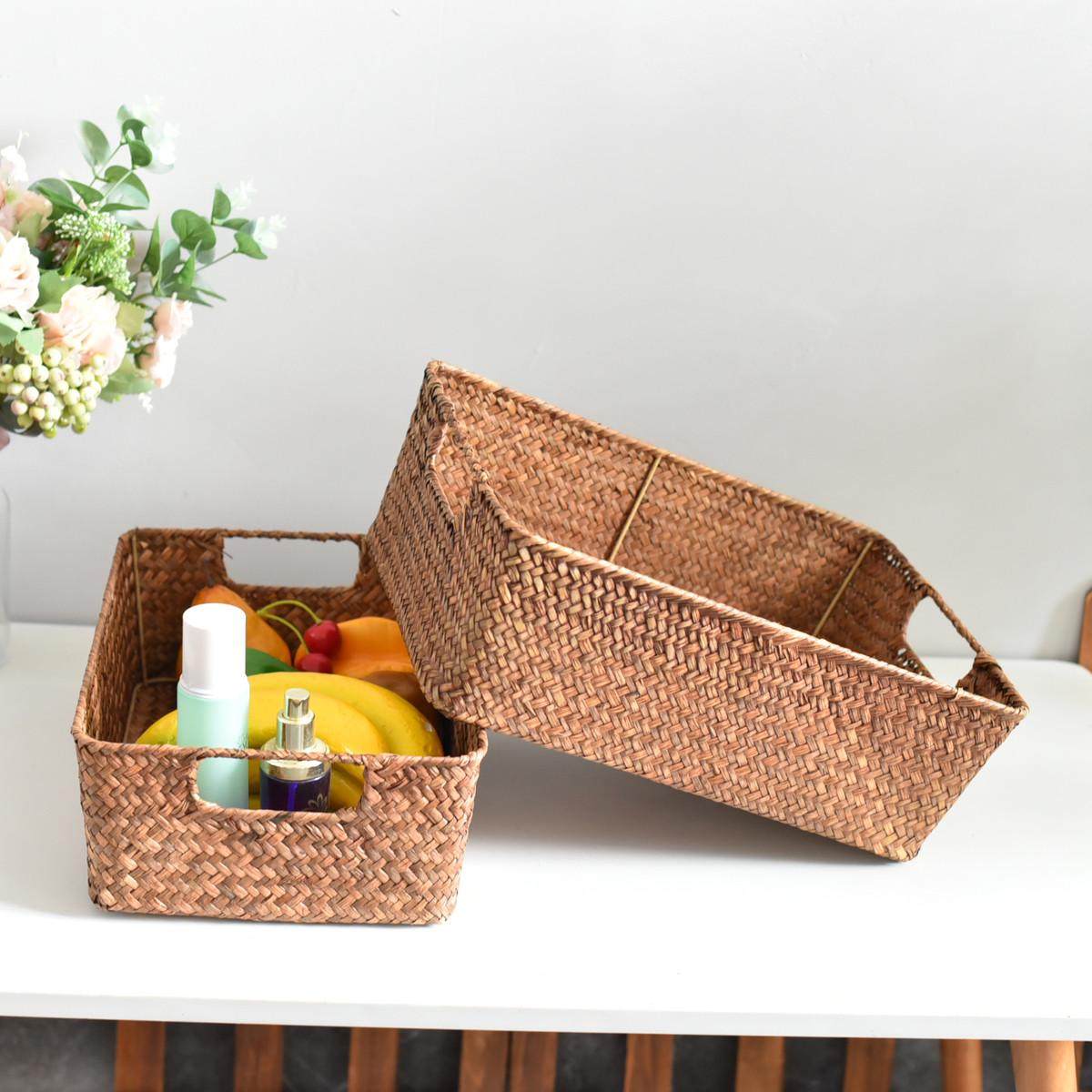 收纳筐装饰手工编织藤编桌面收纳篮编织篮竹筐杂物客厅阳台厨房,淘宝优惠券,粉丝福利购,淘宝优惠卷