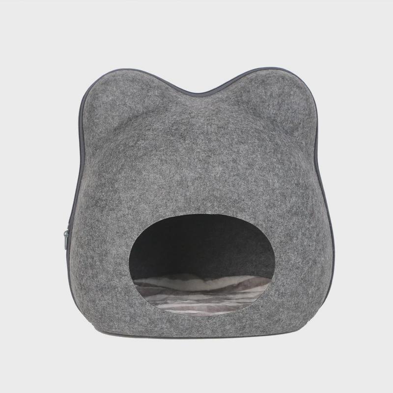 网红半封闭卡通头式毛毡猫床可拆洗创意造型四季通用猫猫窝猫窝狗 - 图0