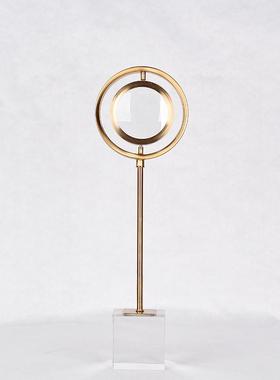 轻奢样板房摆件眼型铁艺摆件电镀拉丝高透玻璃防锈防潮家居摆件