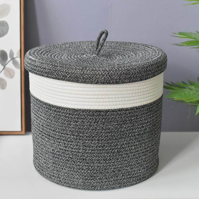 衣物收纳篮编织收纳筐收纳储物筐子棉绳编织手工可折叠脏衣篮,淘宝优惠券,粉丝福利购,淘宝优惠卷