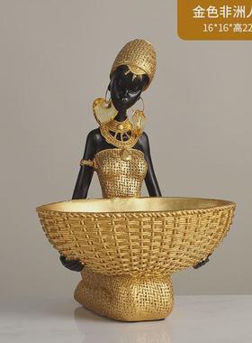 欧式创意非洲人物摆件家居饰品玄关门口进门茶几装饰品树脂工艺品