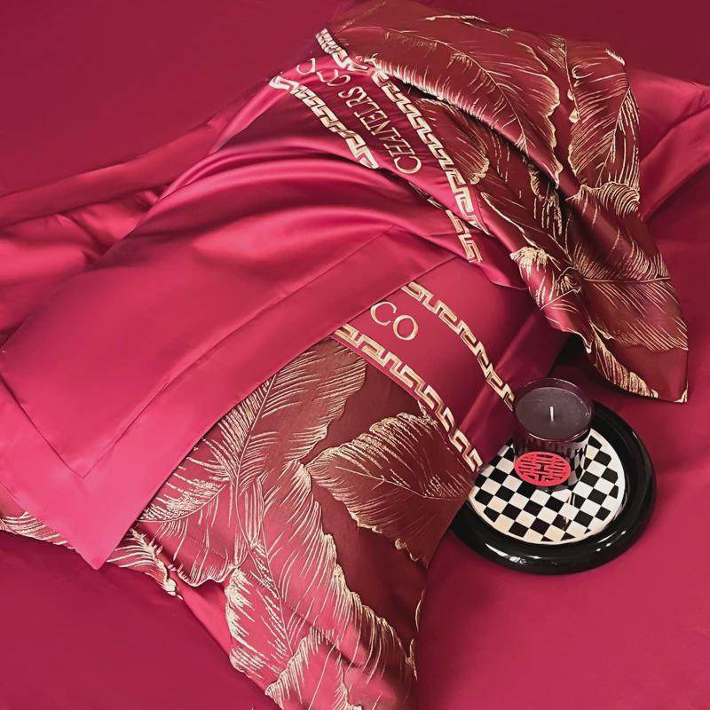 中式结婚四件套红色被套100S长绒棉纯棉被罩婚庆陪嫁床单床上用品,淘宝优惠券,粉丝福利购,淘宝优惠卷