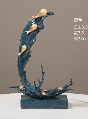 客厅艺术轻奢高档开业风生水起摆件现代玄关电视柜酒柜办公室装饰