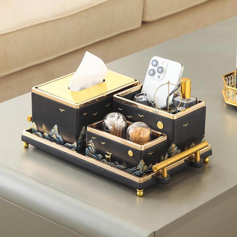 新中式高级感烟灰缸纸巾盒套装商务茶几收纳摆件客厅家居软装饰品,淘宝优惠券,粉丝福利购,淘宝优惠卷