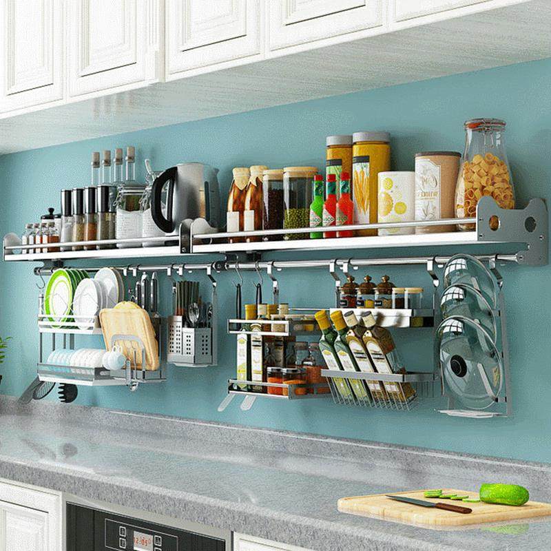 304不锈钢厨房置物架壁挂式调味料架碗碟收纳架挂架盘子挂件套餐,淘宝优惠券,粉丝福利购,淘宝优惠卷