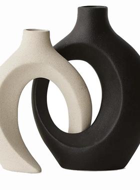 北欧陶瓷白色花瓶ins风创意花器摆件插花简约高级感批发欧式轻奢