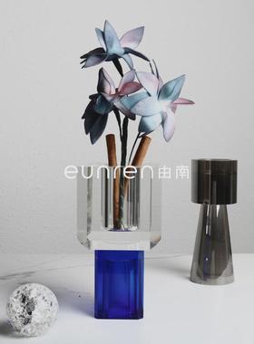 热销客厅茶几个性几何透明体花器摆件样板房现代简约桌面干花艺术