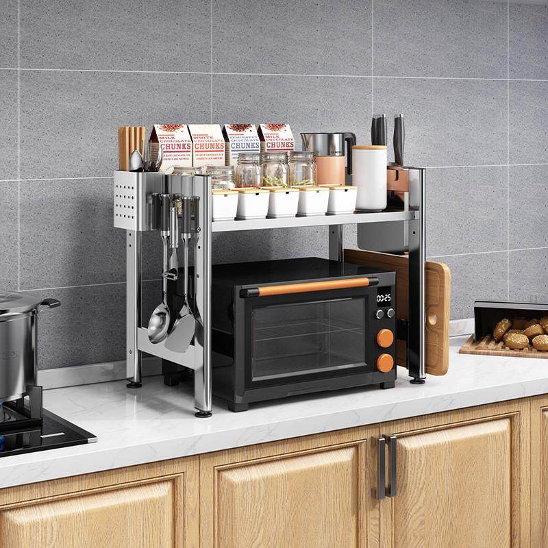 不锈钢微波炉架子置物架厨房双层台面收纳烤箱架家用桌面置物支架,淘宝优惠券,粉丝福利购,淘宝优惠卷