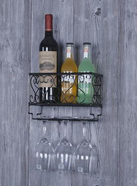 酒杯架倒挂家用墙上酒柜酒架欧式简约红酒架置物架壁挂展示架