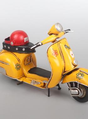 复古踏板摩托车装饰小绵羊vespa模型怀旧摆件景点酒吧家居装饰品s
