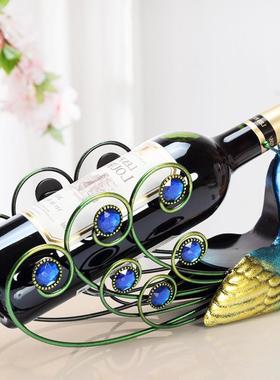 红酒架摆件铁艺红酒架葡萄酒架酒柜摆件支持代发彩绘复古酒架