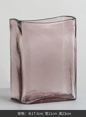博玻璃家居 北欧方形透明气泡西花瓶摆件家居客厅餐桌软装饰品