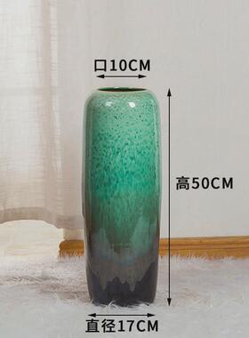 陶瓷落地大花瓶摆件中式现代陶罐客厅酒店玄关插花粗陶瓷瓶装饰品