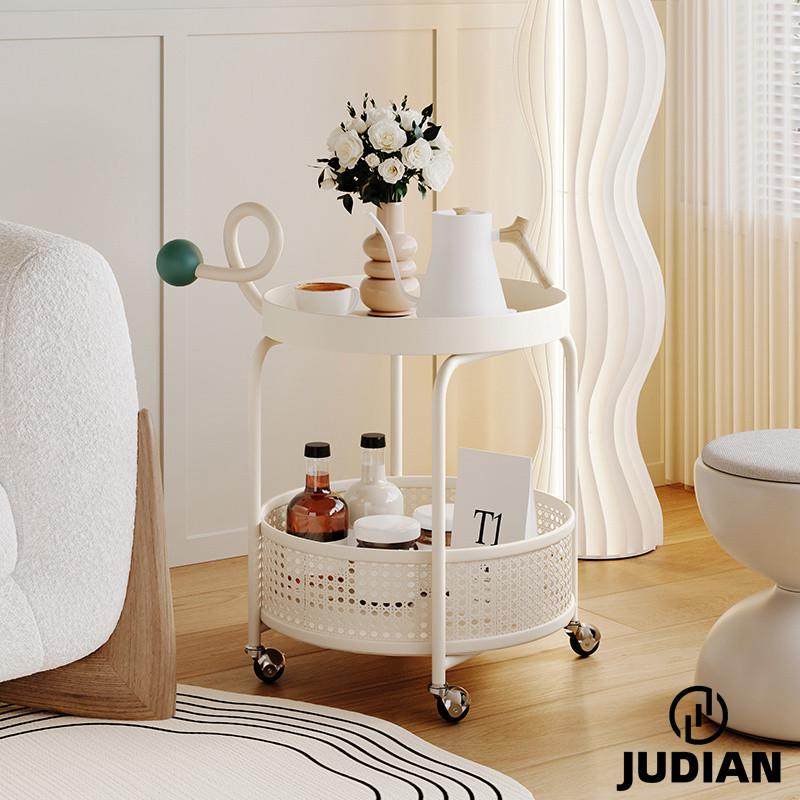奶油风茶几带轮小推车客厅沙发可移动边几床头铁艺藤编角几置物架,淘宝优惠券,粉丝福利购,淘宝优惠卷